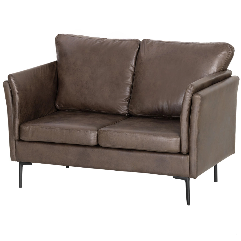 Divano 2 Posti in Pelle ¨C zephmum ¨C 137x72x88 cm, Marrone Scuro