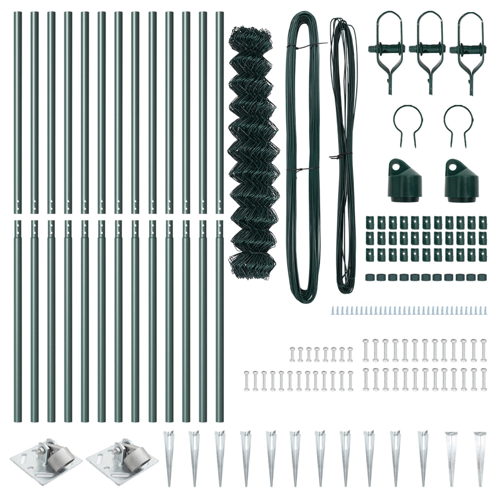 Recinzione a Maglie Set di 2 Verde PVC 1 x 25 m Durevole