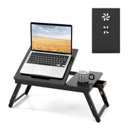Vassoio da letto per laptop regolabile e inclinabile a 4 livelli 53 x 33 x 6 cm con elegante cassetto in bambù marrone 20_0013167