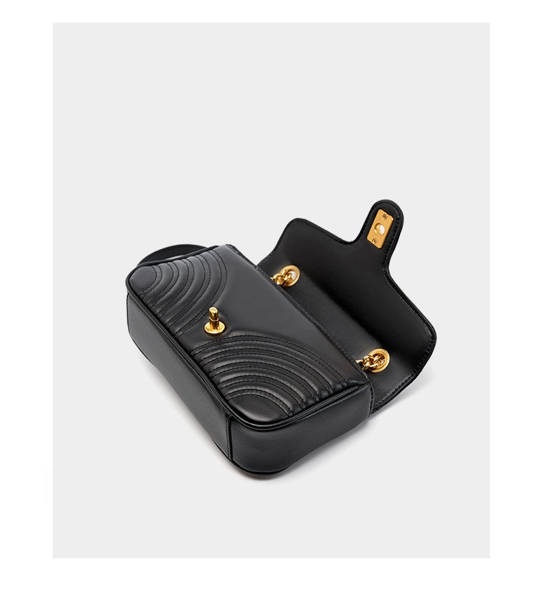 Borsa a tracolla da donna in vera pelle, colore nero.