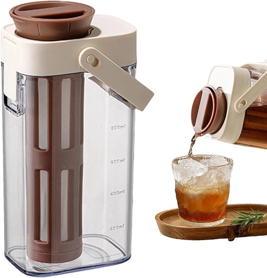 Macchina per Cold Brew, 1 Litro, Caffettiera per Iced Coffee, Vaschetta Robusta con Coperchio e Maniglia per Diversi Bevande