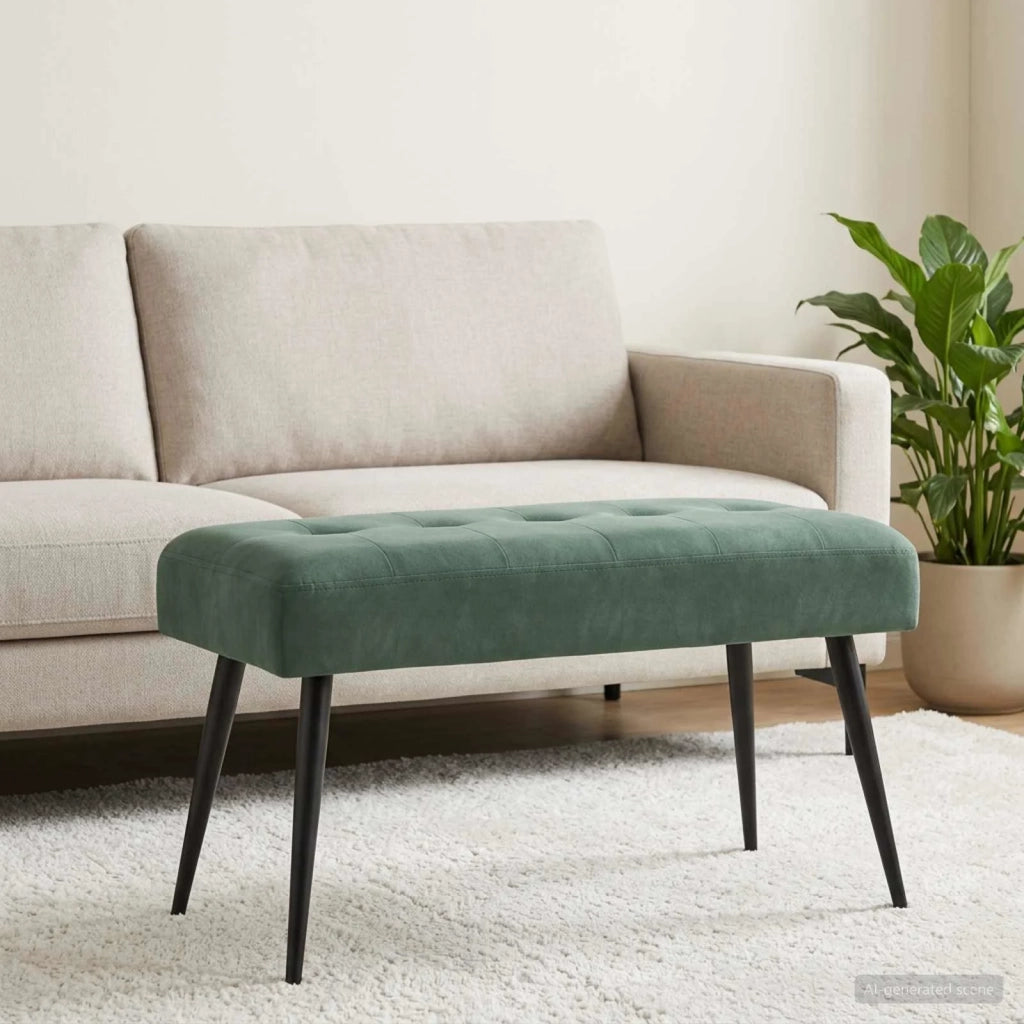 Panchina con bottoni imbottiti Verde Mare 80 x 40 x 46 cm 42038526