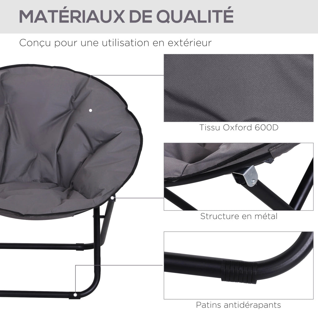 Poltrona a dondolo da giardino ¨C zephmum ¨C Grigio, PolyRattan, 80x80x75 cm