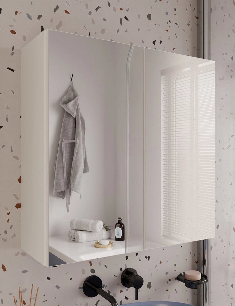 Mobile bagno sospeso con specchio sopra lavabo POLA 2dl 2 ante cashmere