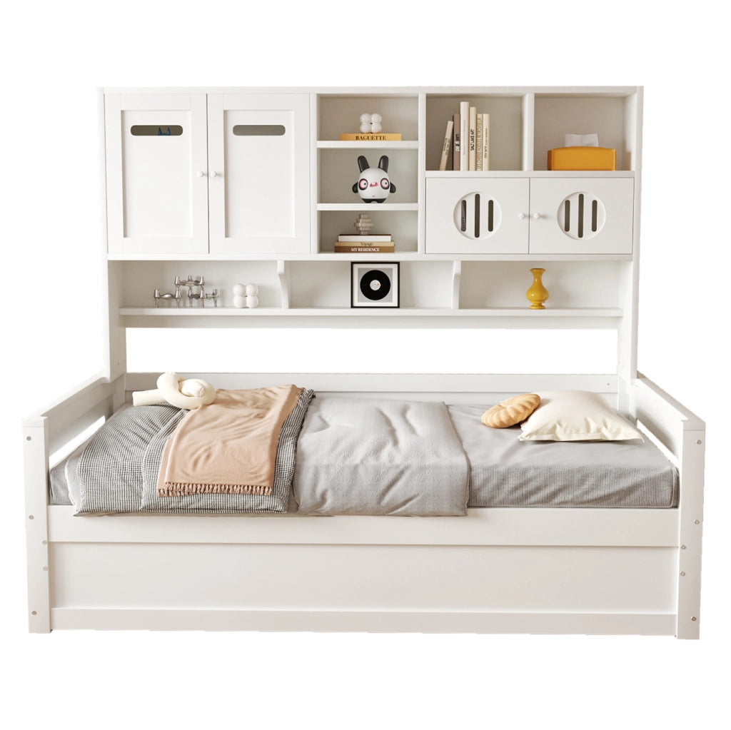 Letto singolo multifunzionale 90x200 cm con contenitore idraulico e vani portaoggetti