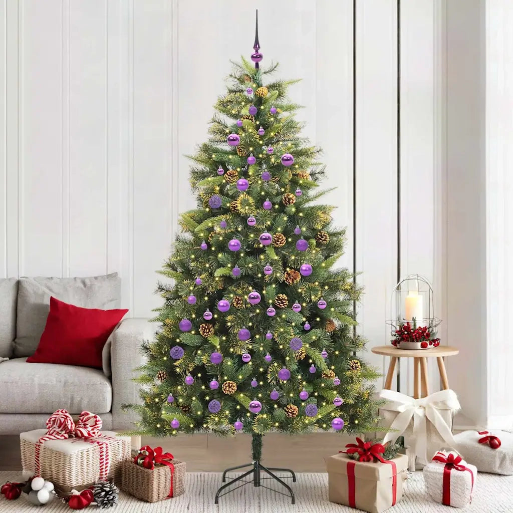 Albero di Natale artificiale pieghevole con coni Verde 210 cm 3395104