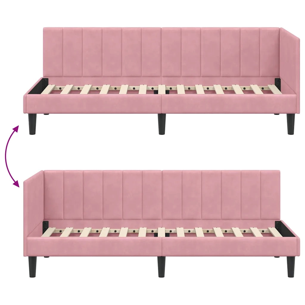Cornice del letto ad angolo Rosa 80 cm x 200 cm Velluto 42016331