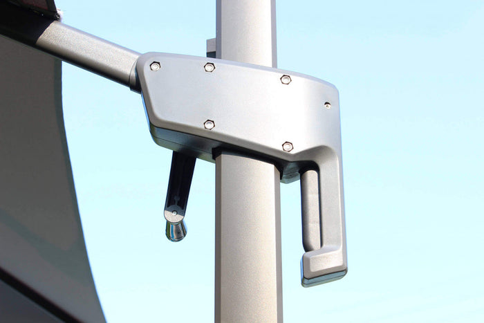 Ombrellone da Giardino Newton Decentrato 3x3 m in Alluminio Nero Telo Grigio