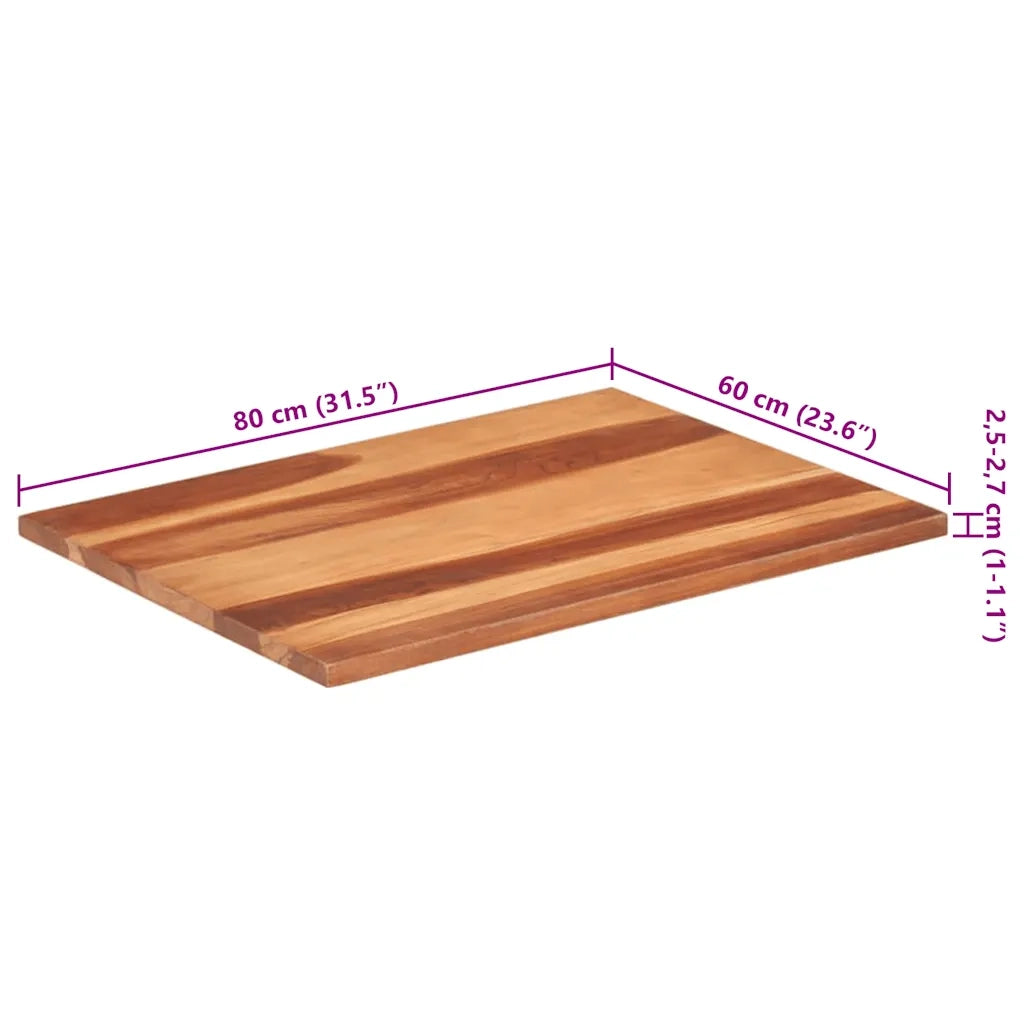 vidaXL Piano Tavolo in Legno Massello di Acacia 25-27 mm 60x80 cm