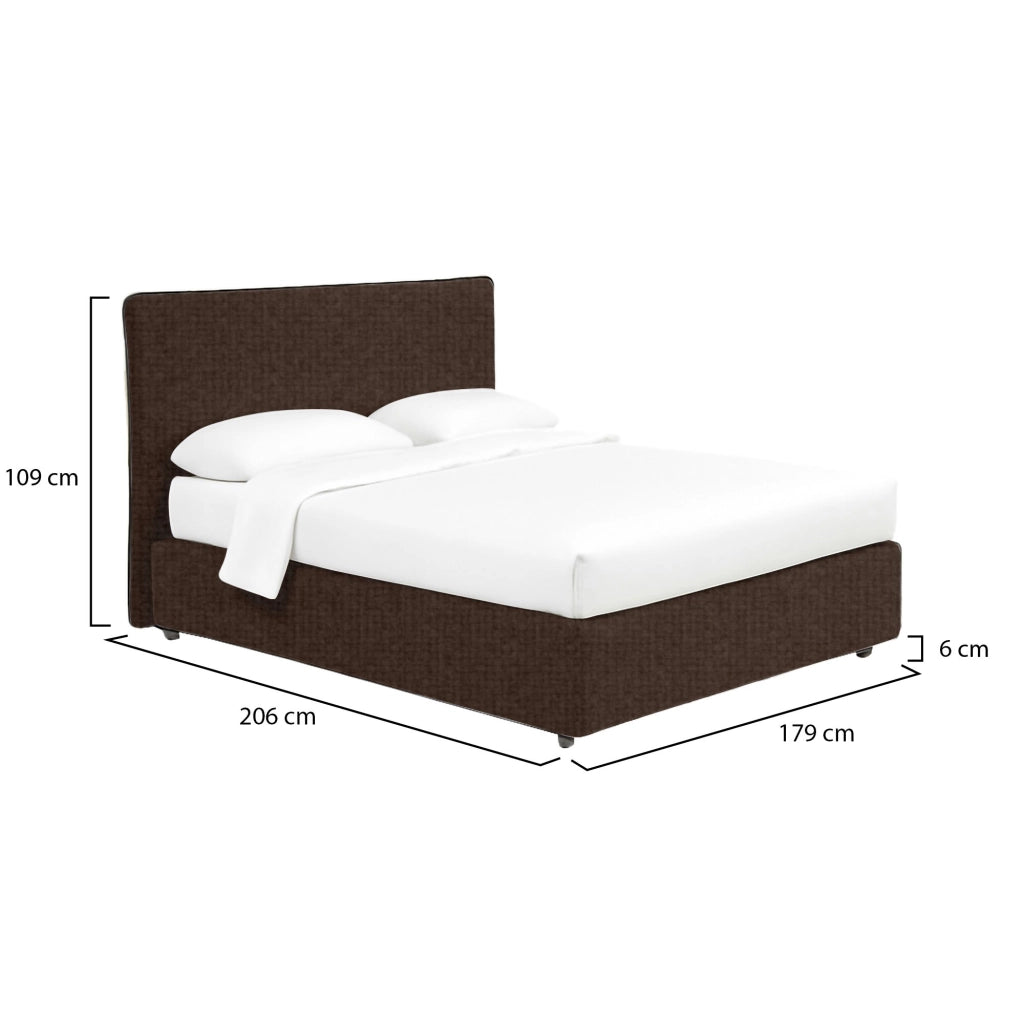 Crewe, Letto Matrimoniale Sfoderabile Made in Italy, Marrone