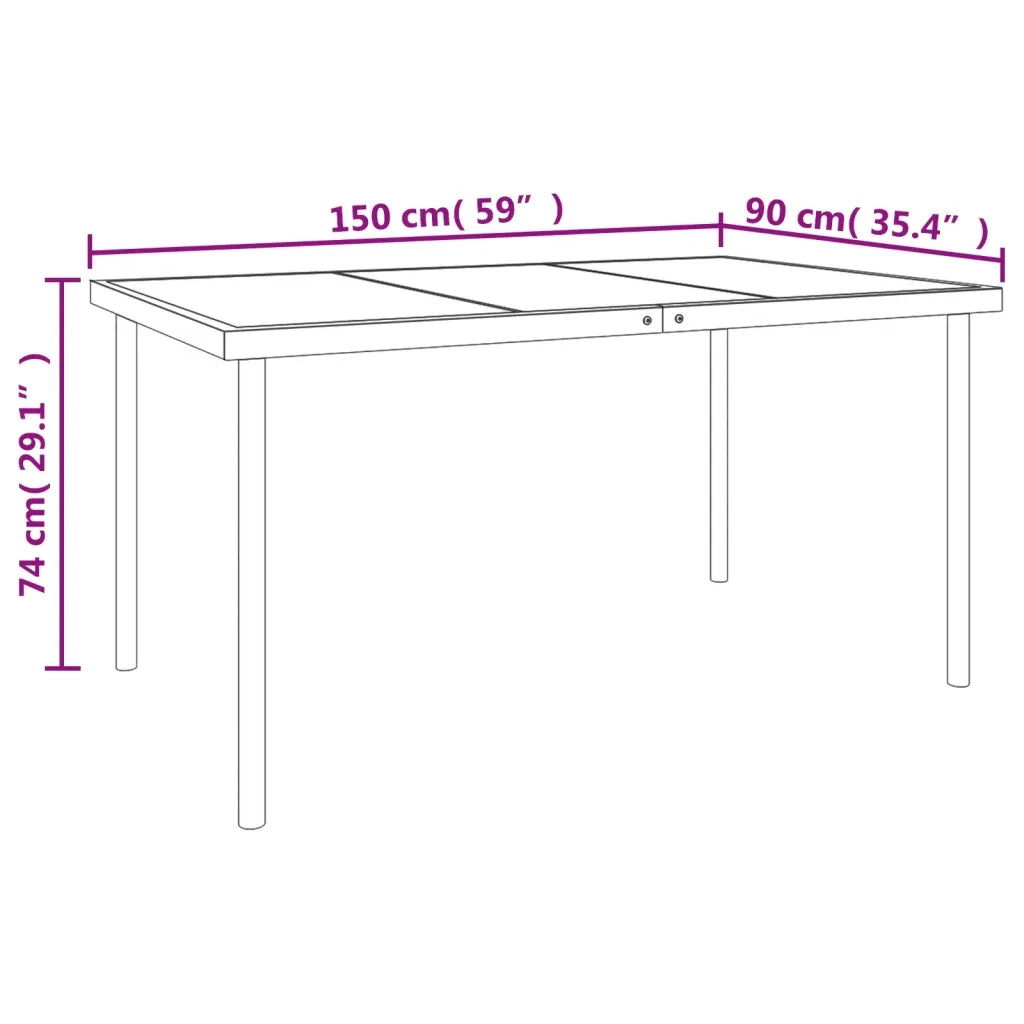 Set da Pranzo da Giardino 5 pz Nero in Acciaio e Textilene 3200678