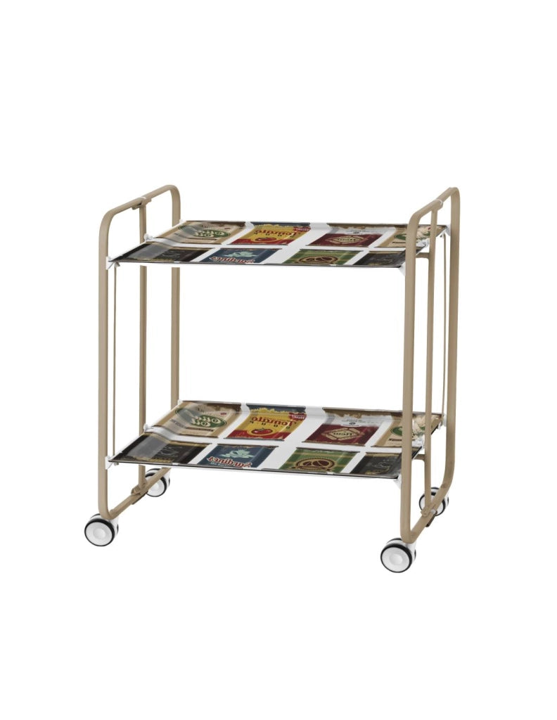 Carrello da cucina pieghevole sabbia con ruote BAUHAUS 2 ripiani