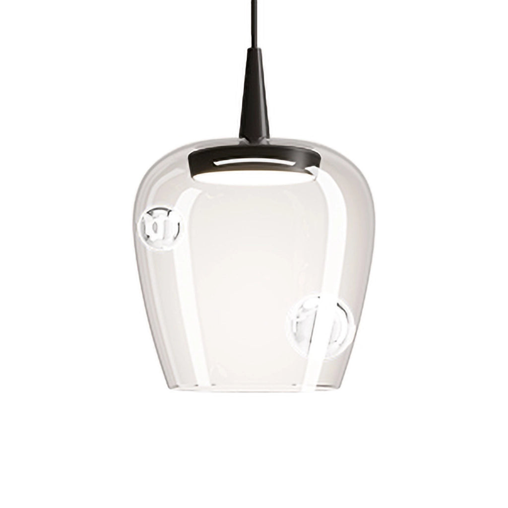 Zafferano Bilia Lampada a sospensione LED 8W 2700K Vetro borosilicato Nero-Trasparente Ø18cm, design elegante per illuminazione d'interni moderna