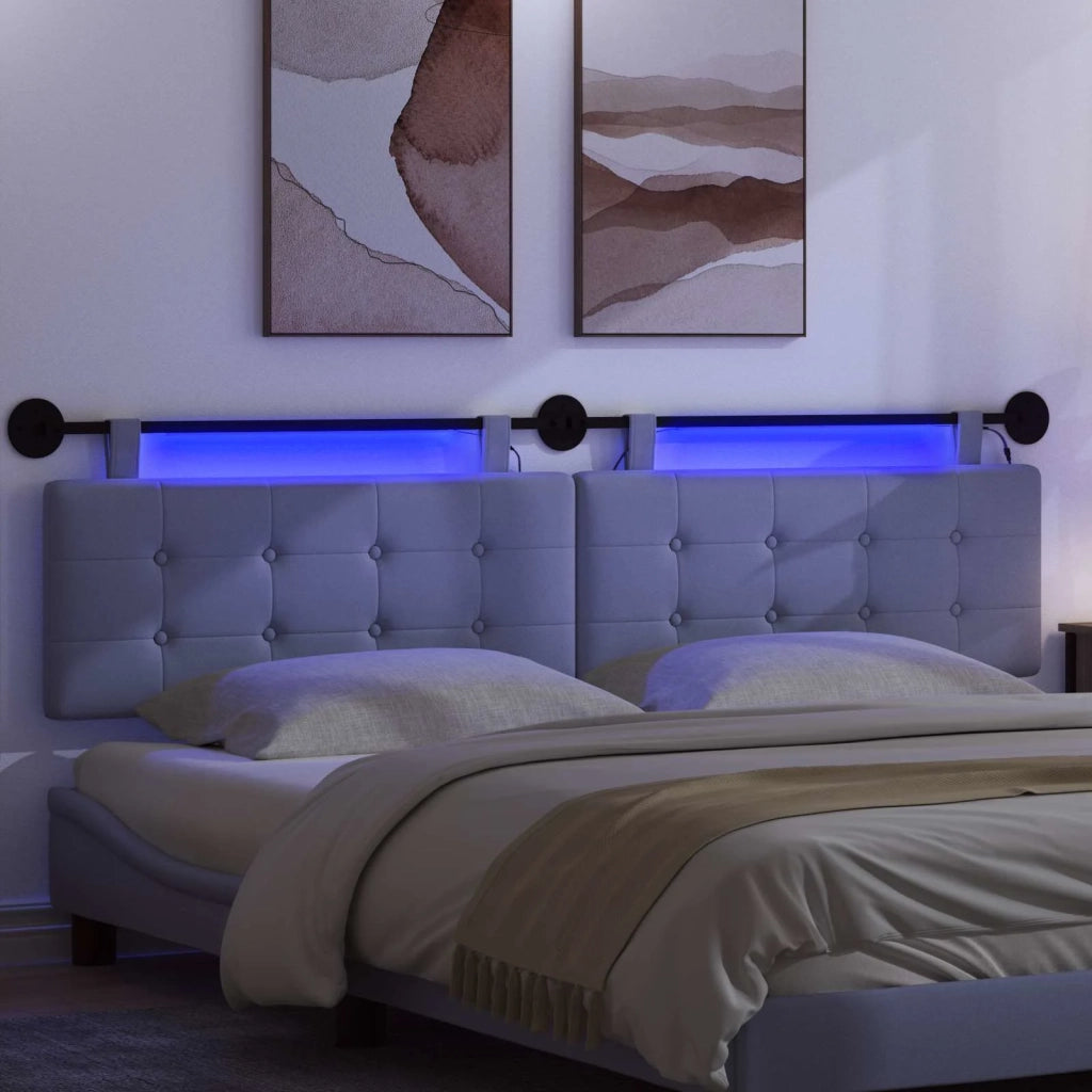 Testiera | Testata sospesa Con luce LED Blu jeans Tessuto