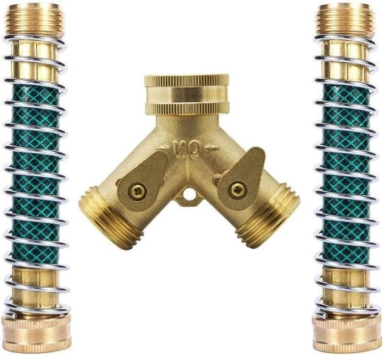 Divisor di acqua a 2 vie per rubinetto - connessione simultanea di 2 dispositivi - uscite regolabili - divisor Y con protezioni per tubi