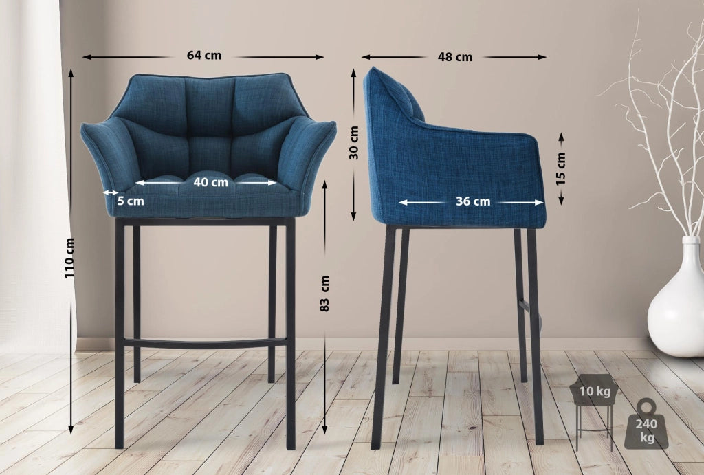 Barhocker Damaso B Stoff mit 4-FuЯ Gestell