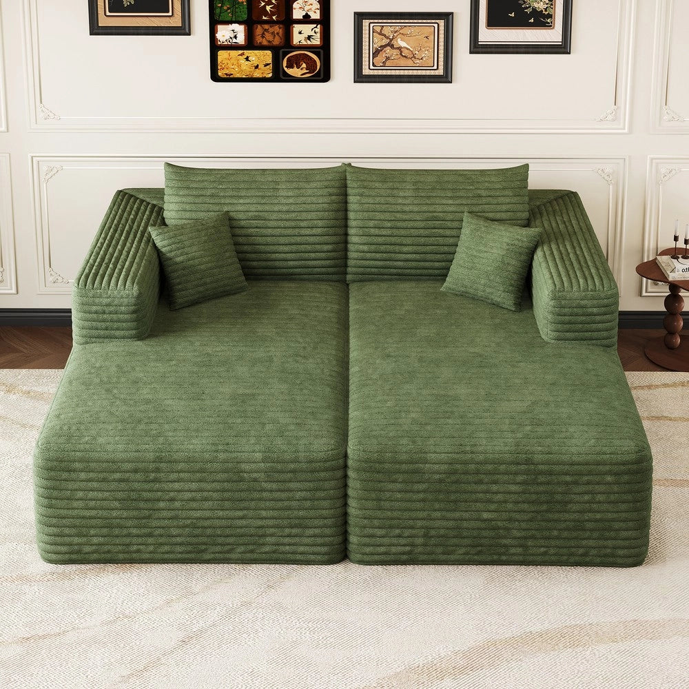 Divano letto in velluto a coste ¨C Minimal ¨C Verde 180x151 cm
