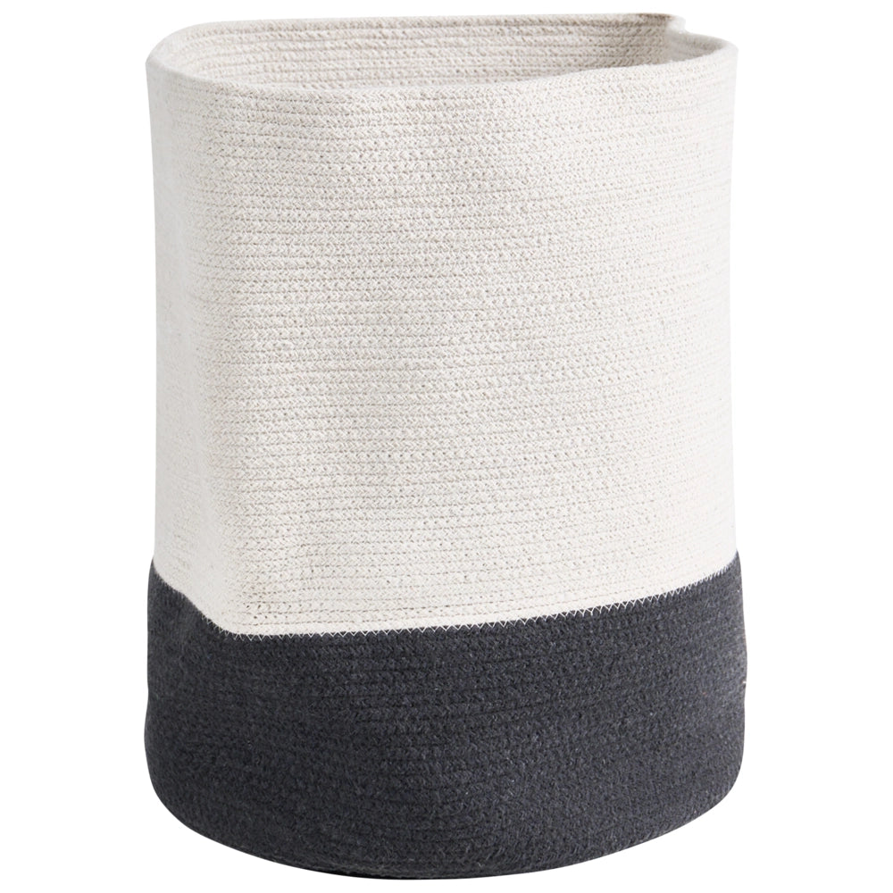 Cesto portaoggetti in cotone grigio bianco con coperchio, cesto per la biancheria, accessori in stile boho