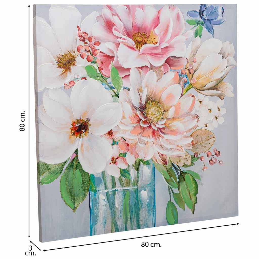 Quadro dipinto a mano con rilievo multicolore 80x80x3h cm