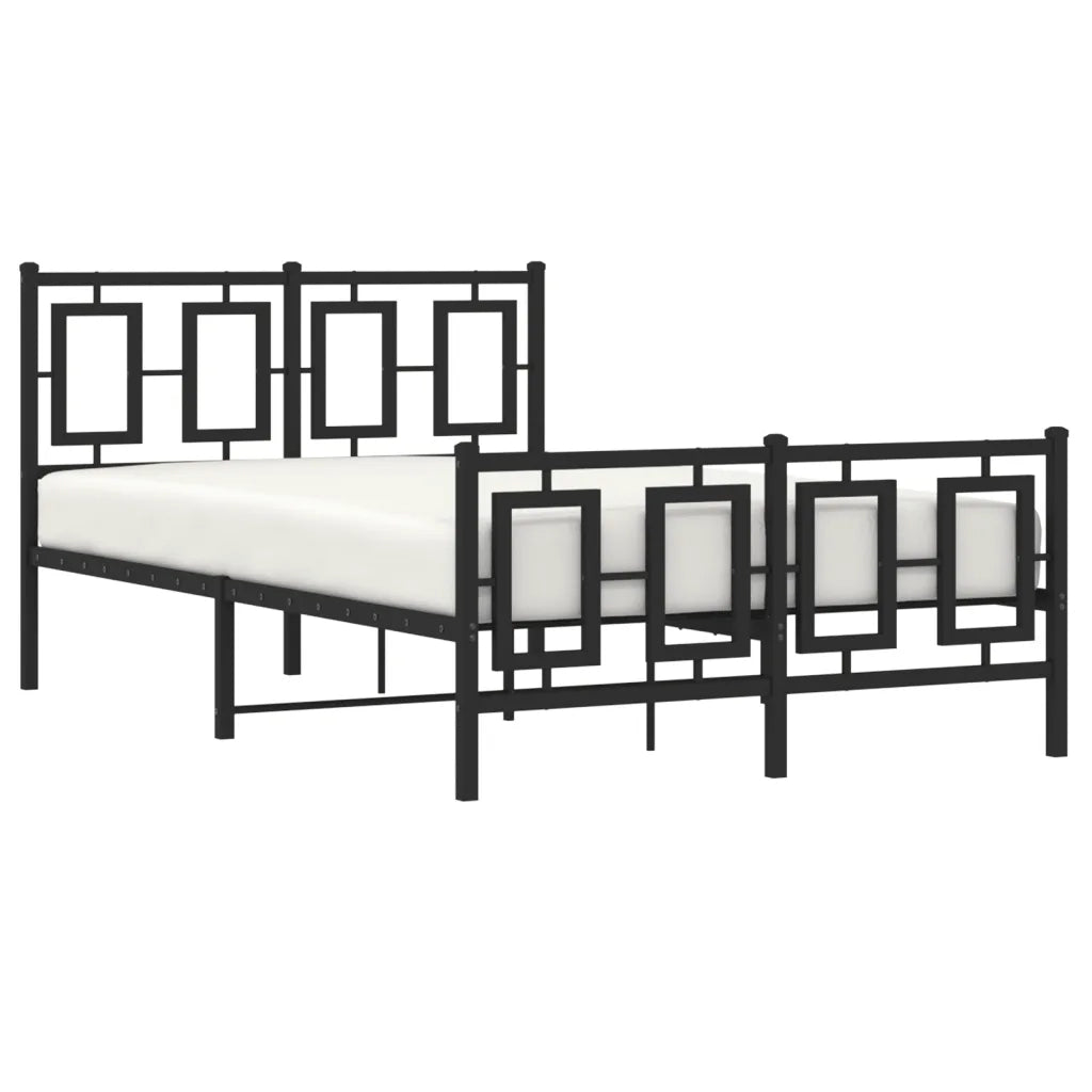 Giroletto con Testiera e Pediera Metallo Nero 120x190 cm 374256