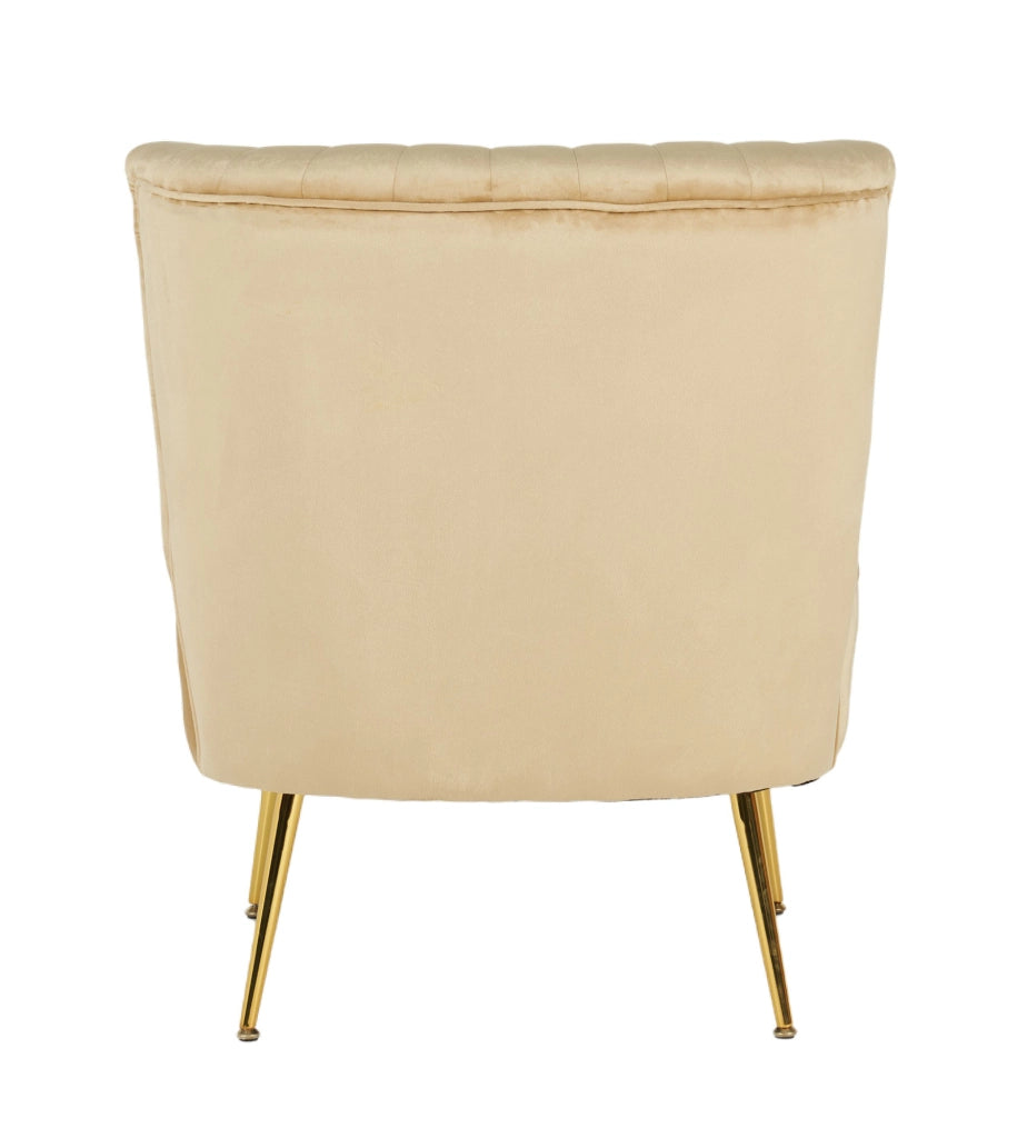 Poltrona Moderna Stile Scandinavo Comoda Rivestita In Velluto Poltroncina Da Camera Con Gambe Oro Sedia Per Ingresso Ufficio Casa Lavoro Divano Singolo Relax  - Biscotto