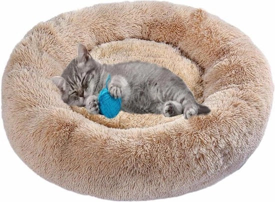 hondenbed kattenbed donut hondenkussen con antislip e lavabile - 50 cm - adatto per gatti e cani - kaki