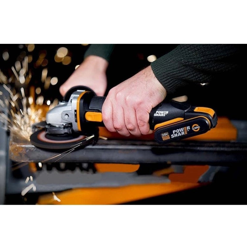 Smerigliatrice Angolare WX800 20V Disco 115mm con 2 Batterie 2Ah per Taglio e Smerigliatura - Worx