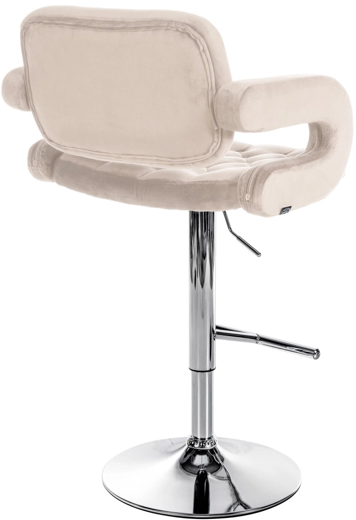 Sgabello da bar in velluto Dublin crema,Metallo in look cromato