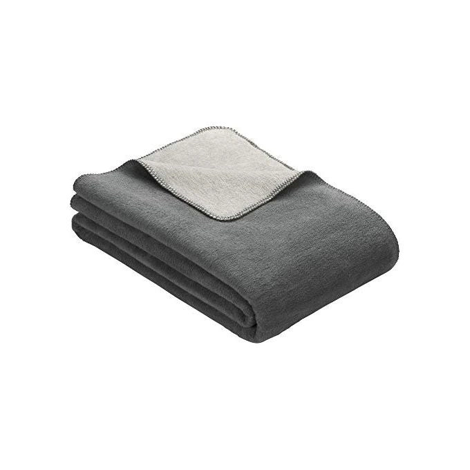 IBENA 2340-840 Solare Doubleface Plaid in Cotone Acrilico e Poliestere 430 g-m² colore Grigio-Argento