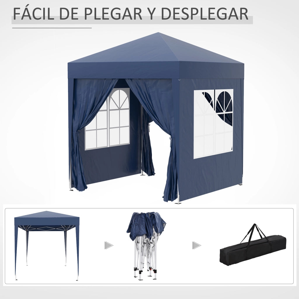 Gazebo da Giardino 4 Pareti 2 Porte 2 Finestre ¨C Zephmum ¨C Blu Oxford 2x2m
