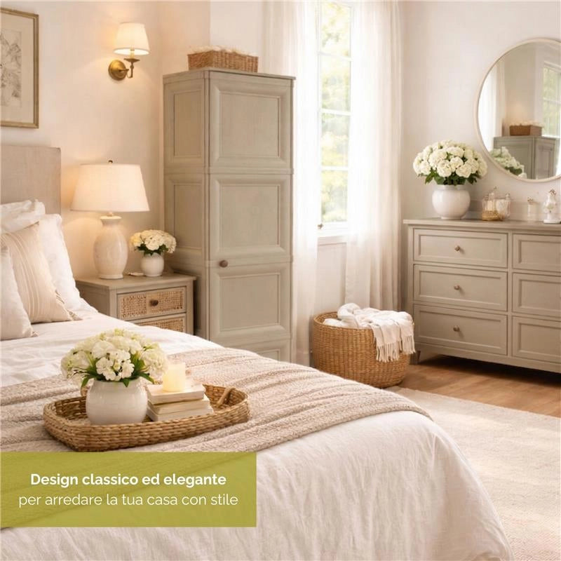 ARMADIO A COLONNA CON 4 MEZZI RIPIANI E 1 ANTA LISCIA TAUPE DIMENSIONI 40X43X164H CM