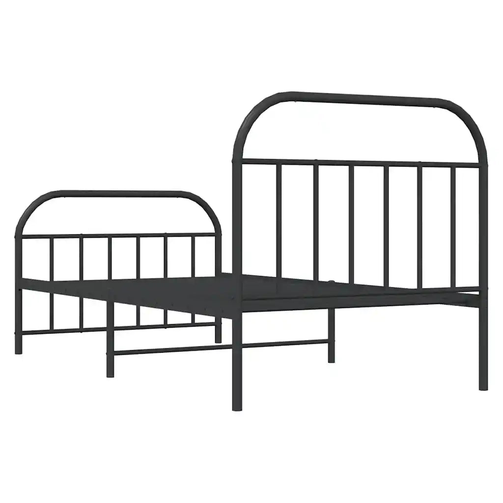 Giroletto con Testiera e Pediera Metallo Nero 100x190 cm 353647