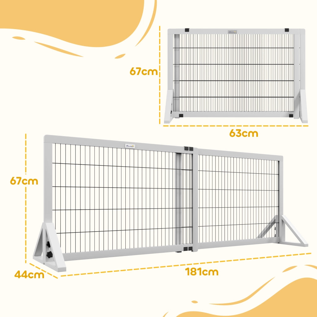 Barriera di sicurezza per cani a 2 pannelli ¨C zephmum ¨C Legno e metallo bianco 101-181 cm