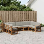 Set di divani da esterno 9 pz Naturale e Grigio Chiaro 3385532