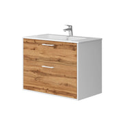 Vicco Set di mobili da bagno Rovere bianco/dorato 80 x 61.5 cm con lavabo