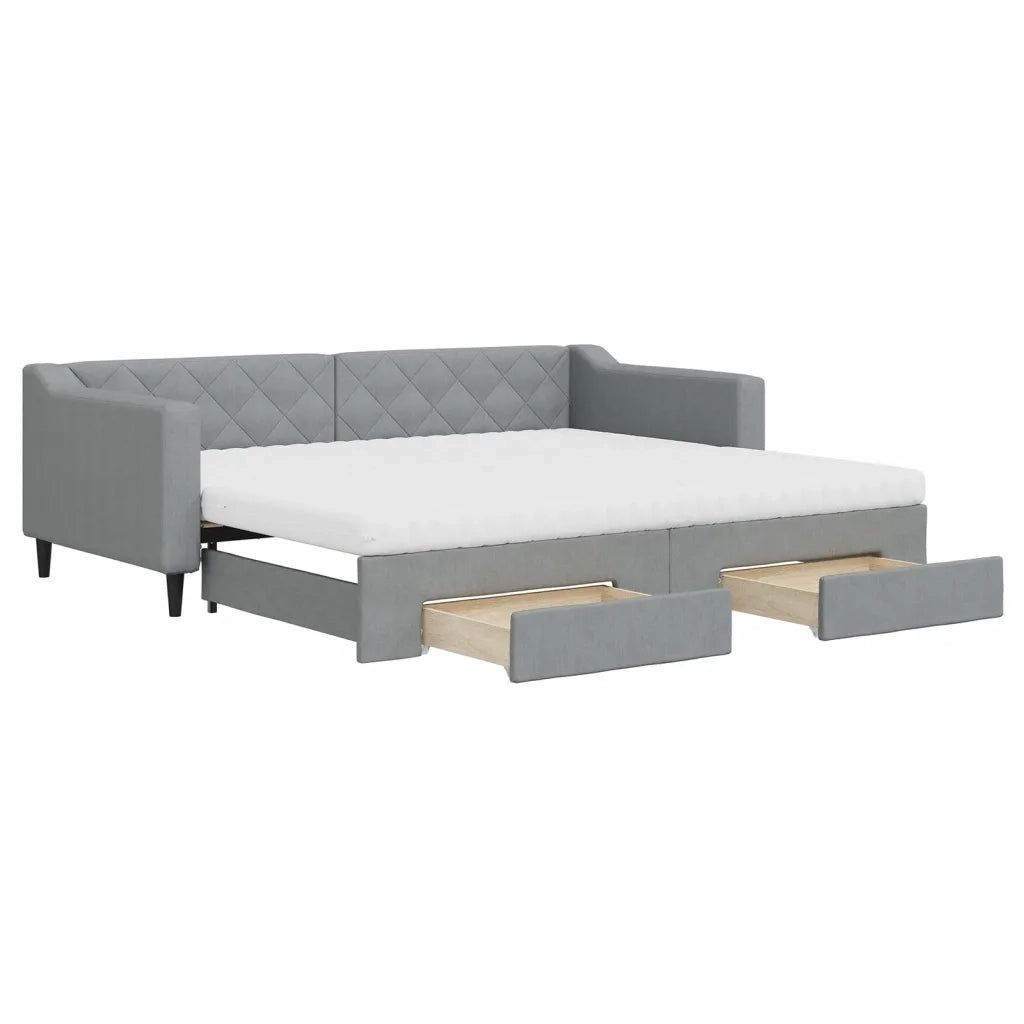 Divano Letto Estraibile Cassetti Grigio Chiaro 90x200cm Tessuto 3197480