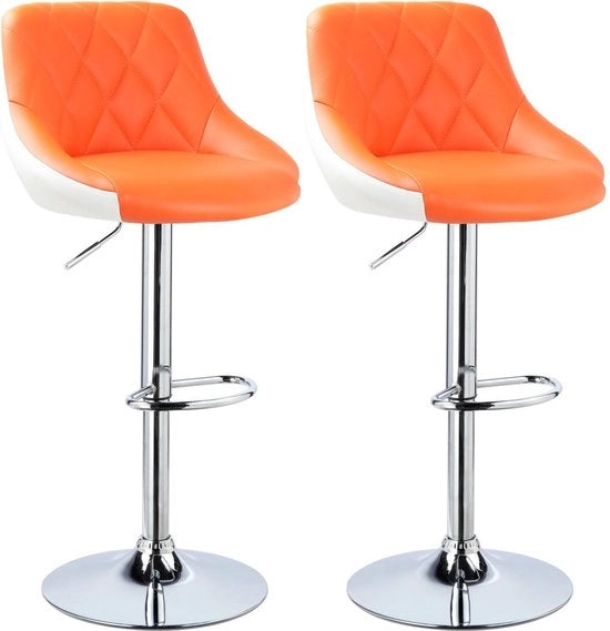 Barstoli da cucina ergonomici - Set da 2 - Con schienale - Pelle di alta qualità - Orizzonte - Regolabile in altezza - Altezza seduta 60-82cm