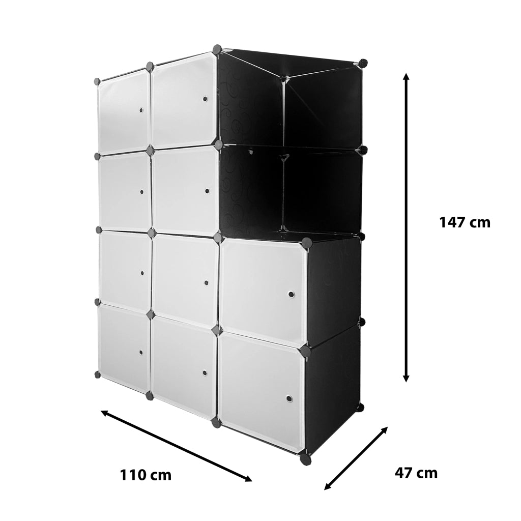 Cubo personalizzabile Guardaroba Boxed Nyana Home 10 Cubes/Doors Organizzazione domestica Appendiabiti Scarpiera 147x110x47cm Nero