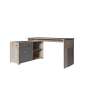 Scrivania ad angolo - rovere Wellington e grigio grafite - Collezione COMO