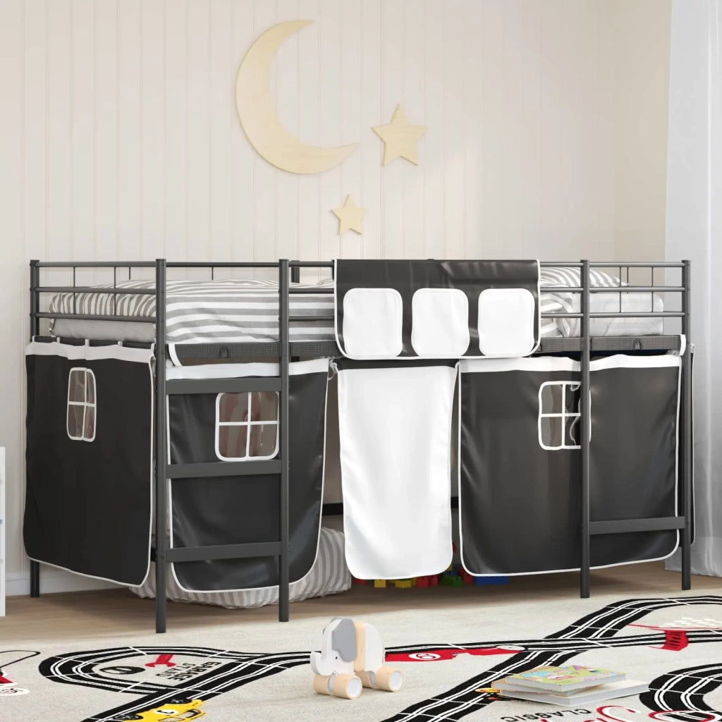 Struttura del Letto Loft per Bambini con Tendine Nero 42020793