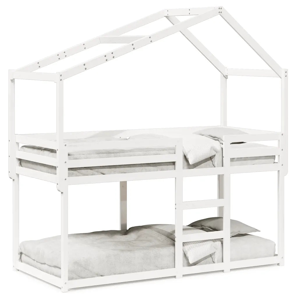 Letto a Castello con Tetto Bianco 90x200 cm in Legno di Pino 3282037