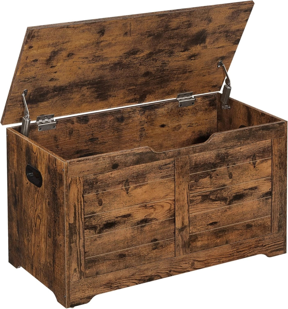 VASAGLE Cassapanca, Panca Portaoggetti, Pouf Organizzatore con 2 Cerniere di Sicurezza, Scarpiera, 40 x 100 x 46 cm, Corridoio, Camera da Letto, Soggiorno, Bianco Nuvola LSB061T10