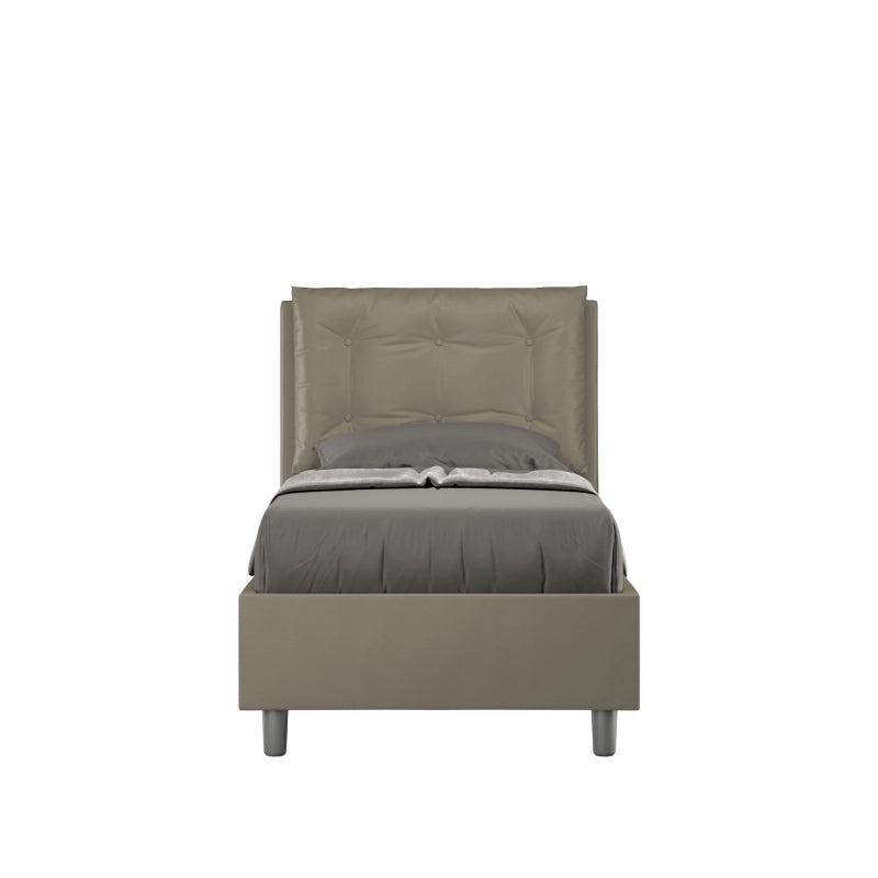 Letto imbottito Singolo 80x200 cm Annalisa - Similpelle,Cappuccino,Contenitore