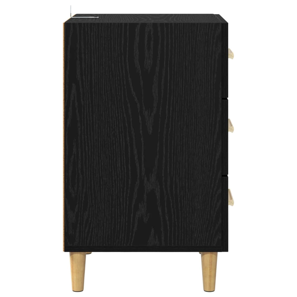 Comodino | Armadio da Notte | Mobiletto da notte Rovere Nero 40 x 40 x 66 cm Legno multistrato