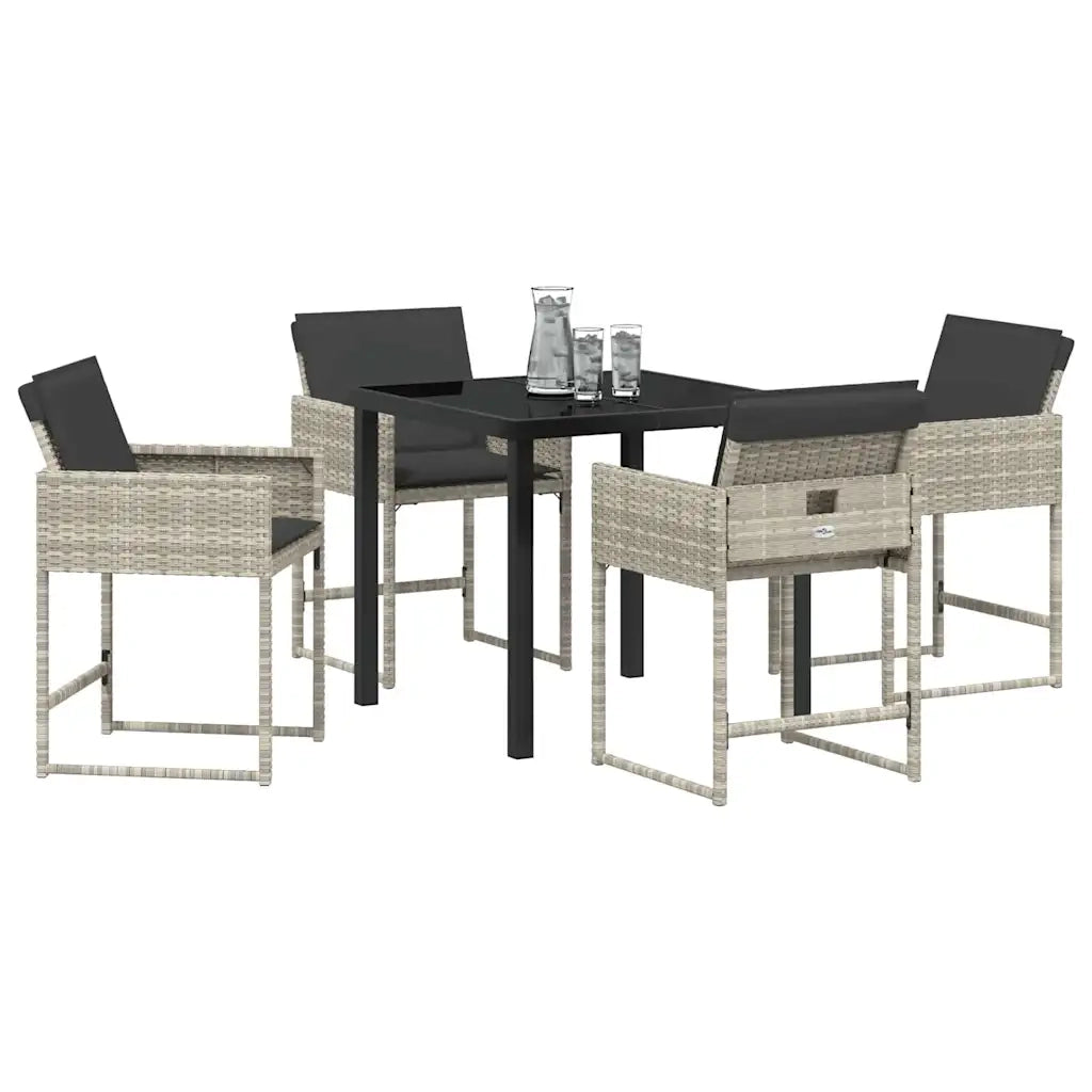 Set da Pranzo per Giardino 5 pcs Grigio chiaro polyrattan 3380733