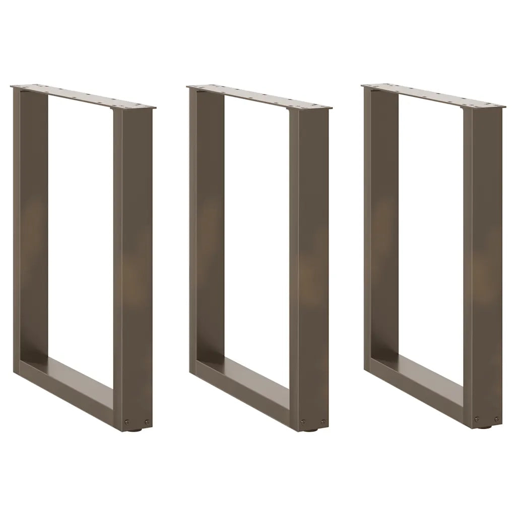 Gambe per tavolo da pranzo a forma di U 3 pz in acciaio naturale 70x(72-73) cm