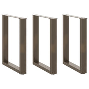 Gambe per tavolo da pranzo a forma di U 3 pz in acciaio naturale 70x(72-73) cm