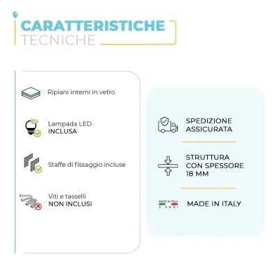 Specchio contenitore 68x61 cm rovere chiaro con pensile e LED Way
