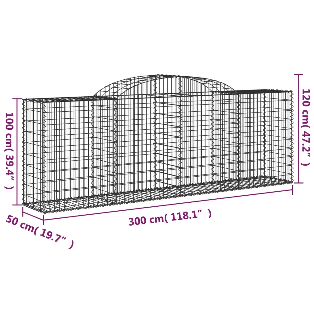 Cesti Gabbioni ad Arco 4 pz 300x50x100/120 cm Ferro Zincato 3146703