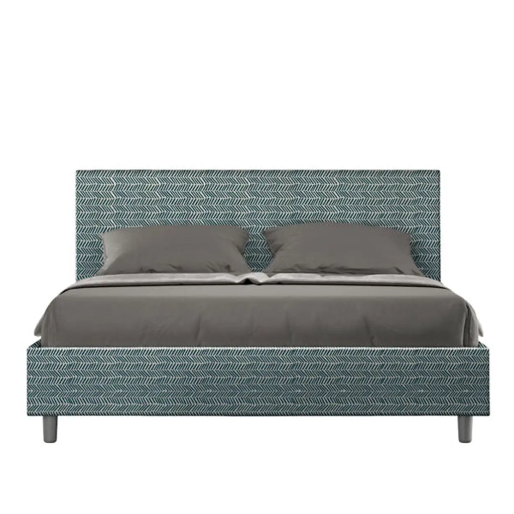 Letto matrimoniale con rete imbottito 160x200 tessuto Aragona 8 blu Adele